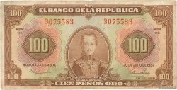 100 Pesos Oro COLOMBIA  1957 P.394d BC