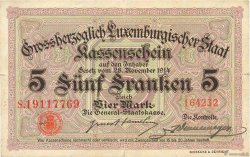 5 Francs /  4 Marks LUXEMBURG  1914 P.23 S
