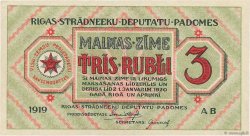 3 Rubli LETONIA Riga 1919 P.R2a SC+