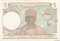 5 Francs FRENCH WEST AFRICA  1943 P.26 fST