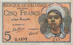 5 Francs ALGÉRIE  1944 P.094b TTB