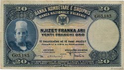 20 Franka Ari ALBANIA  1926 P.03a BC+