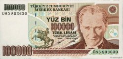 100000 Lira TURKEY  1991 P.205b UNC-