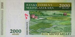 10000 Francs - 2000 Ariary Commémoratif MADAGASCAR  2007 P.093 UNC