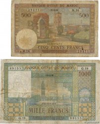 500 et 1000 Francs  MOROCCO  1956 P.46 et 47