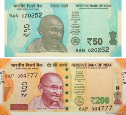 50 et 200 Rupees INDIA  2017 P.LOT