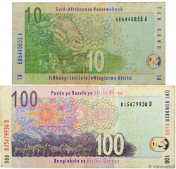 10 et 100 Rand AFRIQUE DU SUD  2005 P.LOT TB