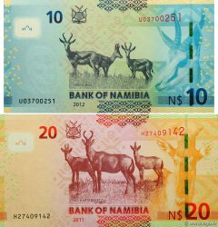 10 et 20 Namibia Dollars NAMIBIA  2012 P.LOT ST