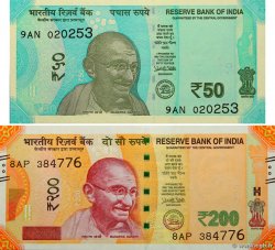50 et 200 Rupees INDIA  2017 P.LOT UNC