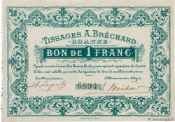 1 Franc  FRANCE regionalism and miscellaneous Roanne 1914 JP.42.50