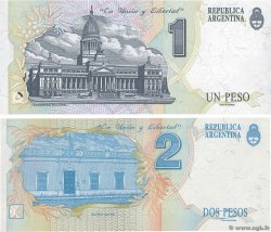1 et 2 Pesos ARGENTINIEN  1993 P.LOT ST