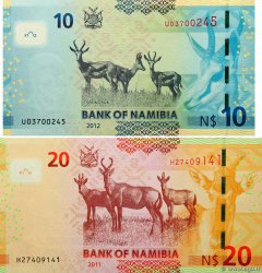 10 et 20 Namibia Dollars  NAMIBIA  2012 P.LOT UNC