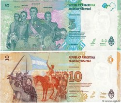 5 et 10 Pesos ARGENTINA  2015 P.LOT UNC
