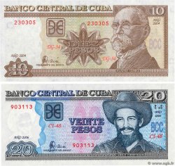 10 et  20 Pesos CUBA  2004 P.117g et P.122c q.FDC
