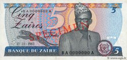 5 Zaïres Spécimen ZAÏRE  1982 P.26s