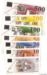 Lot de 7 Billets Spécimens Promotion Euro Spécimen FRANCE régionalisme et divers  1998 P.LOT