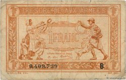 1 Franc TRÉSORERIE AUX ARMÉES 1917 FRANCIA  1917 VF.03.02 MB