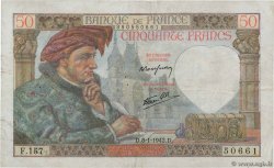 50 Francs JACQUES CŒUR FRANCE  1942 F.19.18 VF