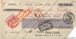 80000 Francs FRANCE regionalismo y varios Paris 1924 DOC.Chèque MBC