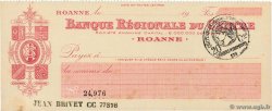 Francs FRANCE Regionalismus und verschiedenen Roanne 1915 DOC.Chèque fST