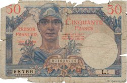 50 Francs TRÉSOR FRANÇAIS FRANKREICH  1947 VF.31.01 fGE