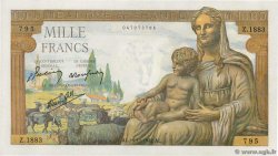 1000 Francs DÉESSE DÉMÉTER FRANCIA  1942 F.40.11 q.FDC