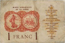 1 Franc MINES DOMANIALES DE LA SARRE FRANCE  1919 VF.51.04 B+
