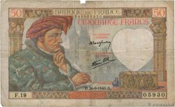 50 Francs JACQUES CŒUR FRANCE  1940 F.19.03 B