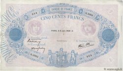 500 Francs BLEU ET ROSE modifié FRANKREICH  1938 F.31.14