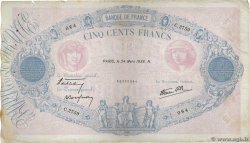 500 Francs BLEU ET ROSE modifié FRANCE  1938 F.31.06 TB