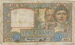 20 Francs TRAVAIL ET SCIENCE FRANKREICH  1940 F.12.06 SGE