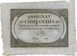 500 Livres FRANCE  1794 Ass.47a VF+
