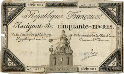 50 Livres FRANCIA  1792 Ass.39a B