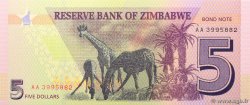 5 Dollars ZIMBABWE  2016 P.100 FDC