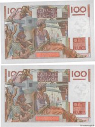 100 Francs JEUNE PAYSAN Consécutifs FRANCIA  1952 F.28.33 FDC
