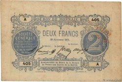 2 Francs FRANCE regionalism and miscellaneous Paris 1871 JER.75.02B