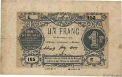 1 Franc FRANCE regionalism and various Paris 1871 JER.75.02A F+