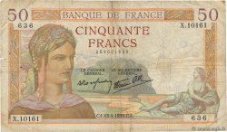 50 Francs CÉRÈS modifié FRANCE  1939 F.18.25 G