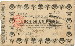 1 Franc FRANCE régionalisme et divers La Fère 1914 JP.02-0784