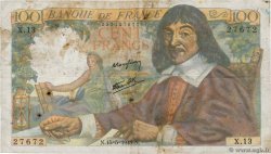 100 Francs DESCARTES FRANCE  1942 F.27.01 F