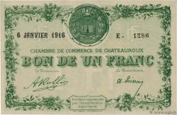 1 Franc FRANCE regionalismo e varie Chateauroux 1916 JP.046.17 BB