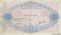 500 Francs BLEU ET ROSE modifié FRANCE  1939 F.31.52 TB+