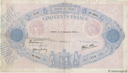 500 Francs BLEU ET ROSE modifié FRANCE  1939 F.31.52