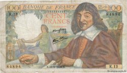 100 Francs DESCARTES FRANCIA  1942 F.27.01 BC