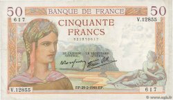 50 Francs CÉRÈS modifié FRANCE  1940 F.18.40 VF