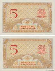 5 Francs Consécutifs MADAGASCAR  1937 P.035 AU+