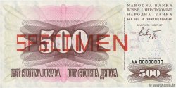 500 Dinara Spécimen BOSNIA-HERZEGOVINA  1992 P.014s FDC