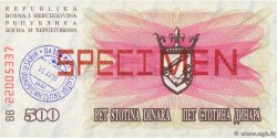 500 Dinara Spécimen BOSNIA E ERZEGOVINA  1992 P.014s FDC