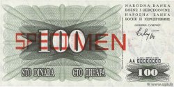 100 Dinara Spécimen BOSNIA E ERZEGOVINA  1992 P.013s FDC