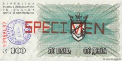 100 Dinara Spécimen BOSNIEN-HERZEGOWINA  1992 P.013s ST